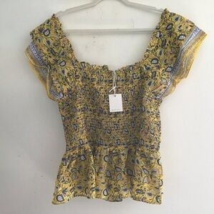 Jennifer & Grace NWT smocked peasant, boho blouse. XL
